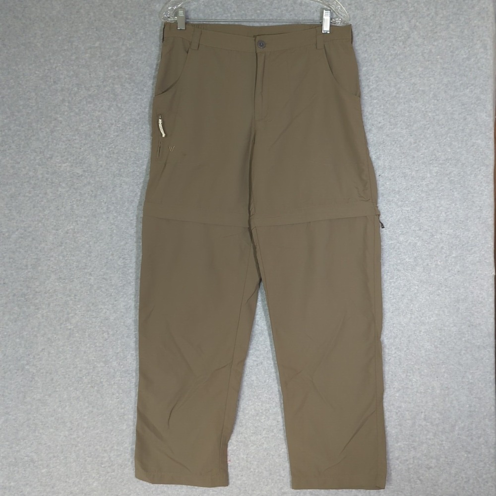 Men's L Green White Sierra Tech Hiking Zip‎ Off Convertible Pants Nylon Gorpcore
